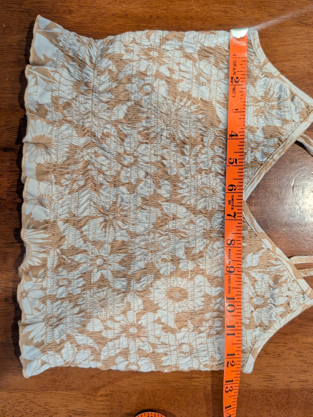 American Eagle Outfitters Beige Floral Smocked Cami Crop Top Small - Picture 7 of 8